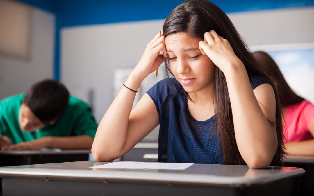 teen taking a test